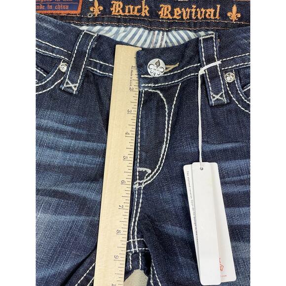 Rock Revival Jeans Womens 30 Blue‎ Sasha Straight Embroidered Low Rise Regular - Picture 8 of 16